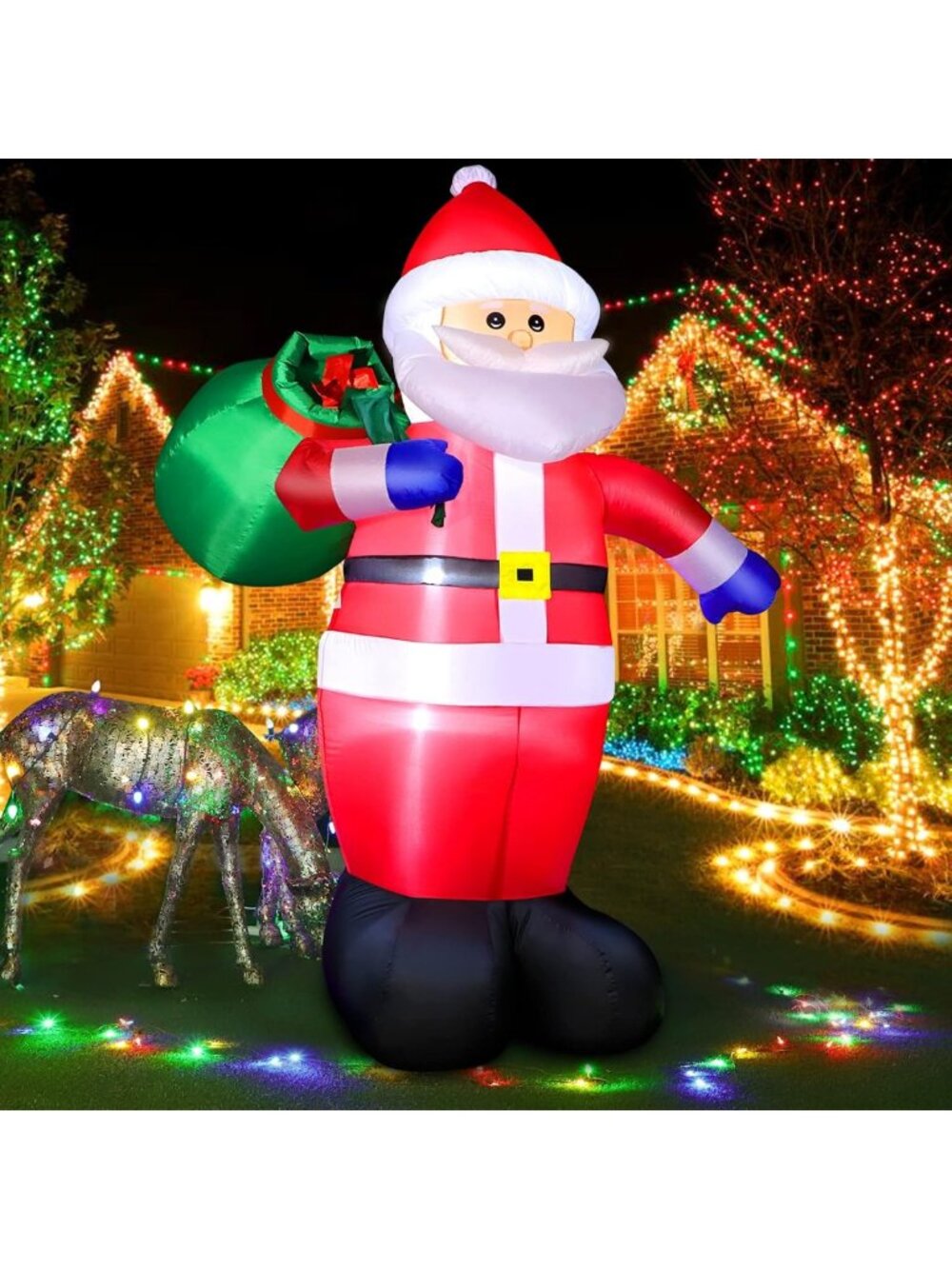 8FT Inflatable Santa Claus with Gifts - LED Lighted Xmas Outdoor Decoration